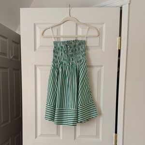 Altar'd State Green and White Striped A-Line Skirt